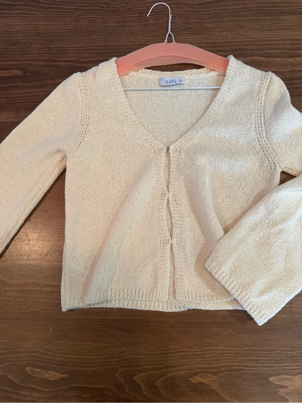 Cream V-Neck Knit Sweater